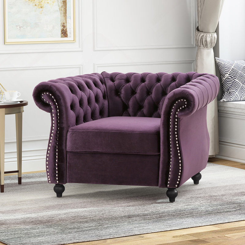 Fauteuil club Chesterfield, Mauve foncé