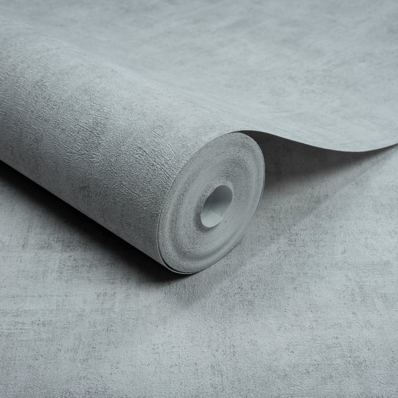 Orom II Collection Patinated Plain Wallpaper Roll, Grey