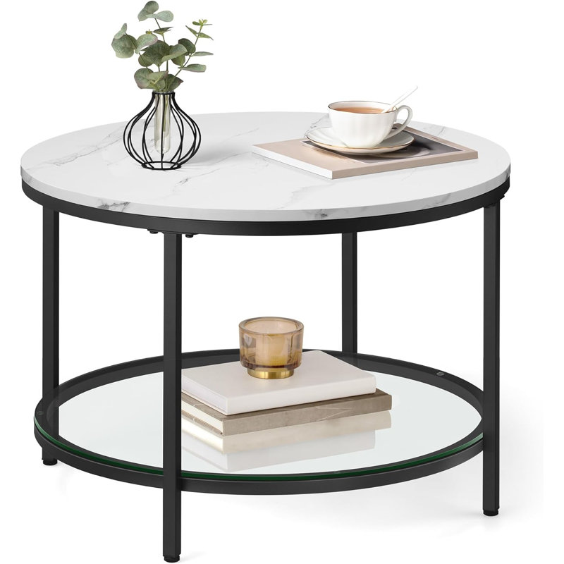 Table de bout Elenor, Marbre blanc, Black