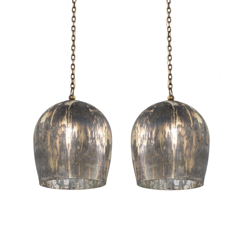 2 - Light Antique Brass Dome Pendant
