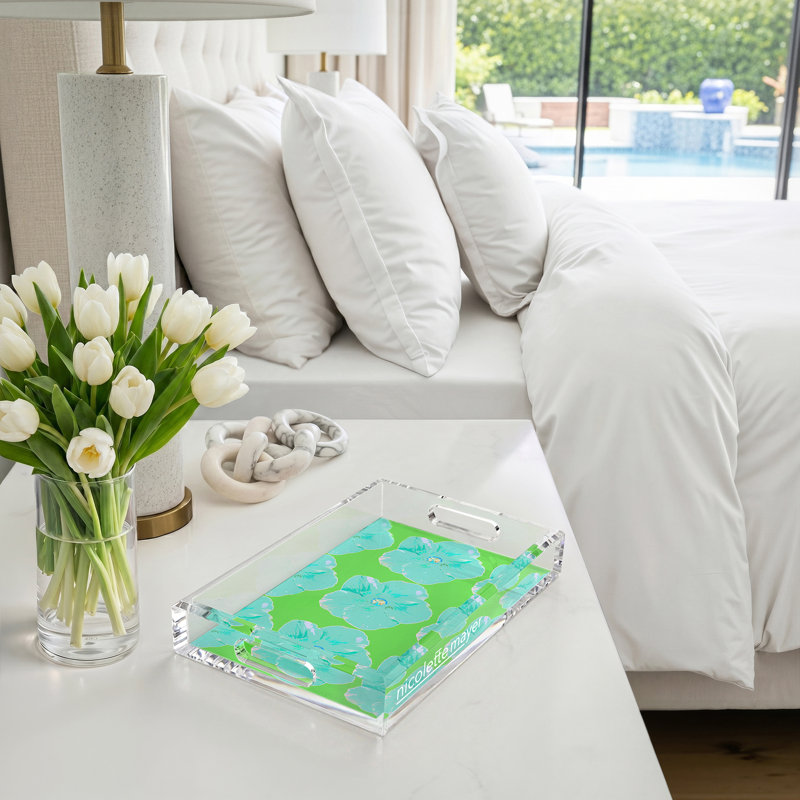 Hibiscus Acrylic Rectangle Decorative Tray, 2" H x 12.5" W x 7.75" D, Colony