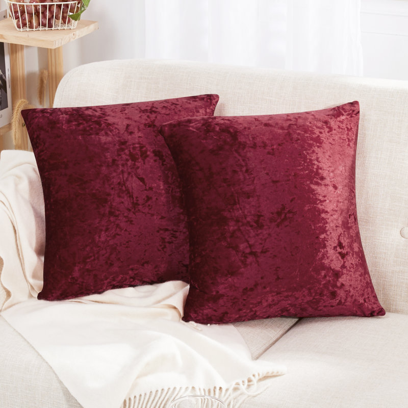Reversible Pillow Cover, 18" x 18", Wine Red