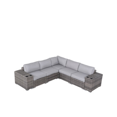 Arelys Rattan Wicker Fully Assembled 4 - Person Seating Group with Cushions