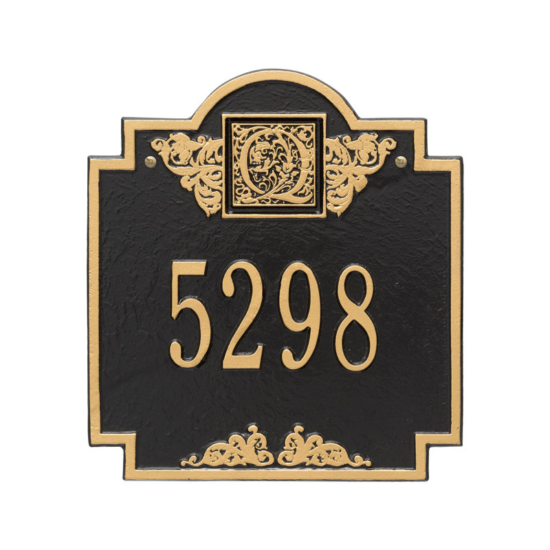 Plaque d'adresse murale monogramme à 1 ligne, Noir et or, Oui