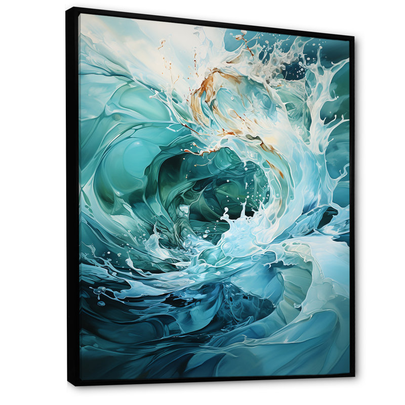 Clari - abstrait spirales sur toile, Toile avec cadre flottant noir, H 40 po x l 30 po x P 1,5 po