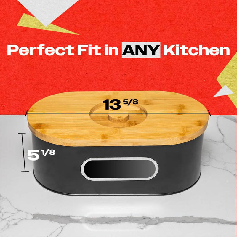Natural Wooden Bread Box, Durable Countertop Bread Storage Bin for Kitchen Organization