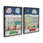 «Snowy Toy Shop Evening», ensemble de 2 impressions sur toile-2078352675-2078352685-2078352683
