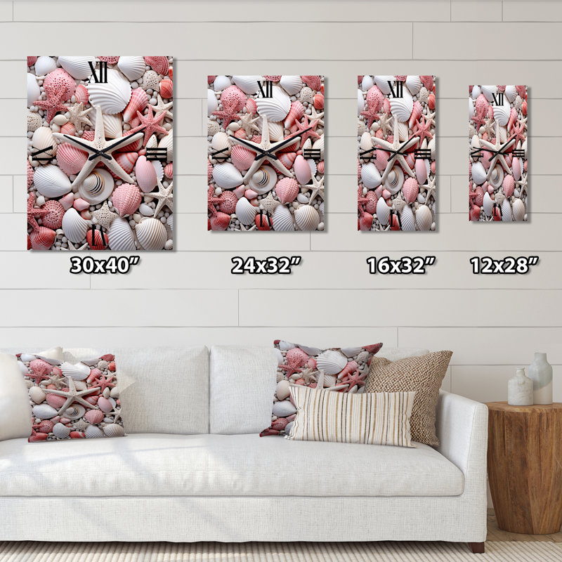 Horloge murale marine et beige sur la plage I - Nautique et plage, Grand