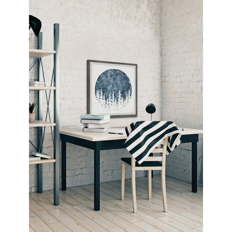 Blue and White Winter Forest Framed Print