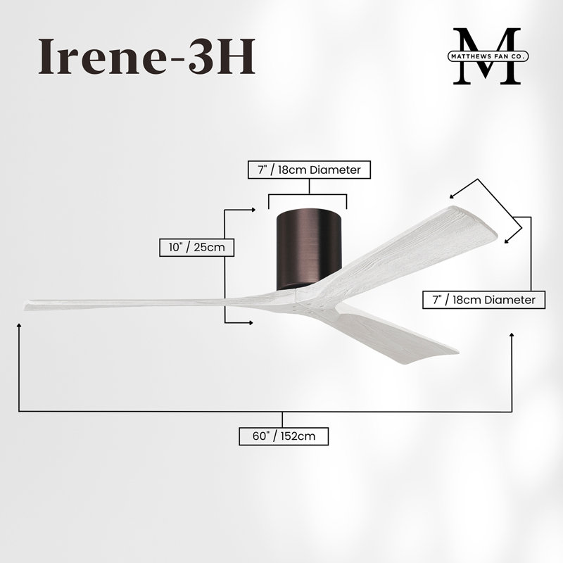Irene Ceiling Fan, Matte White, Brushed Bronze, 60"