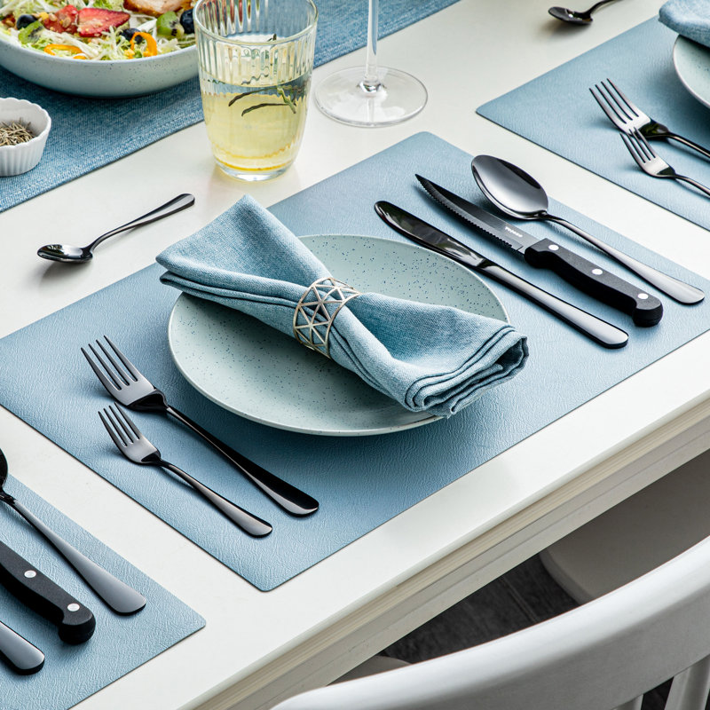 Latitude Run® Tiala Stainless Steel Flatware Set - Service for 8, Black