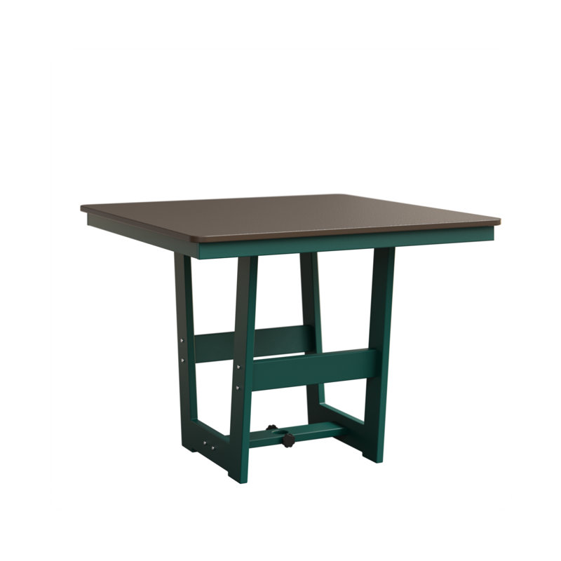 Hudson Outdoor Square Dining Table, Teal, Hammered Top Bronze