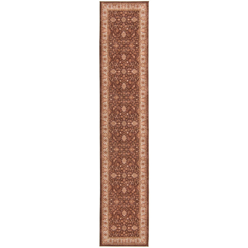 Tapis de couloir traditionnel Artez couleur café, Tapis de couloir 2 pi 7 po x 13 pi