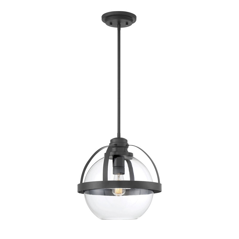 Luminaire suspendu simple en verre Margos, Noir mat