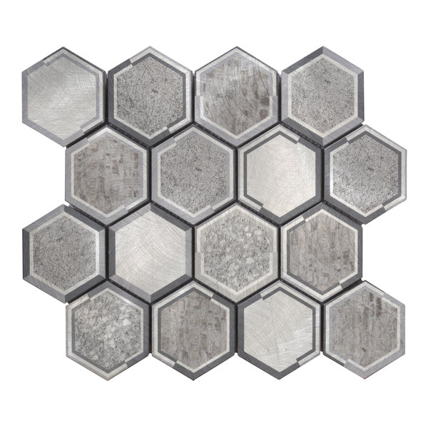 3" x 3" Metal Honeycomb Mosaic Tile