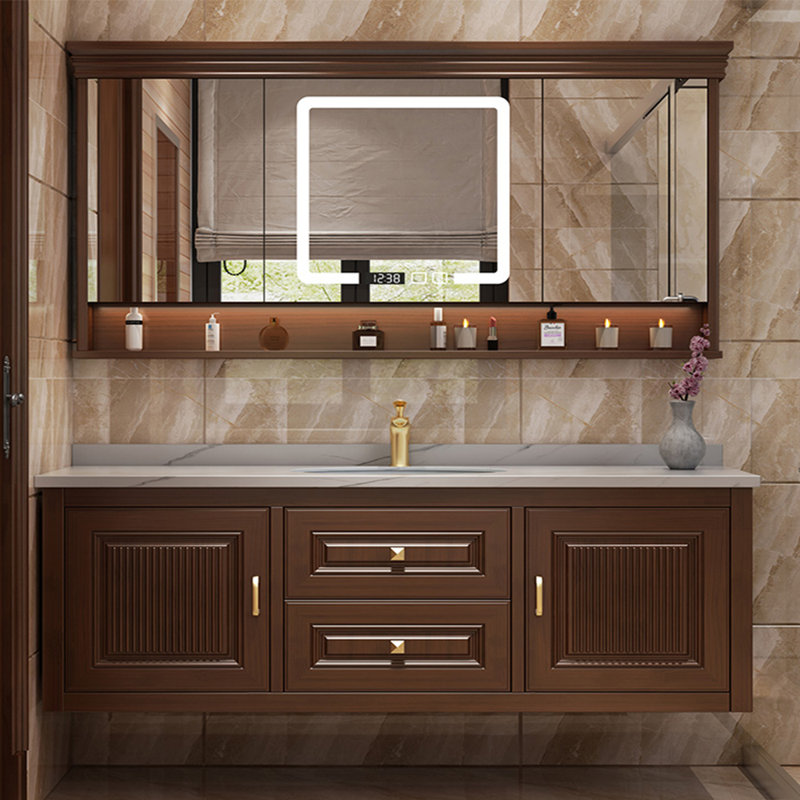 Armoire de salle de bain style américain rétro, H 21,65 po x l 62,99 po x P 21,65 po
