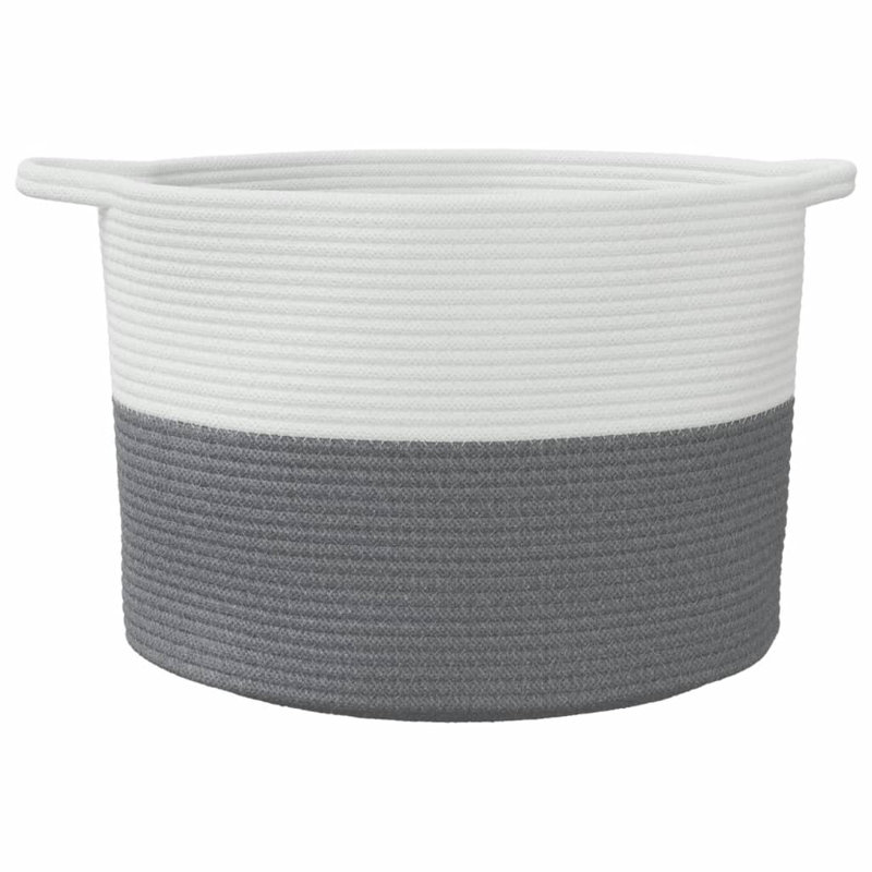 Laundry Basket with Handles, Grey/White