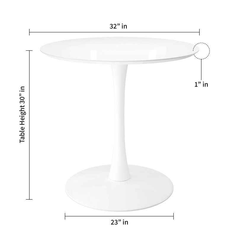 Modholic Round Pedestal 32” Wood Top Table, 30"H x 32"L x 32"W