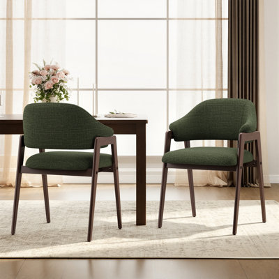 Fauteuil moderne minimaliste en lin, pieds en bois massif
