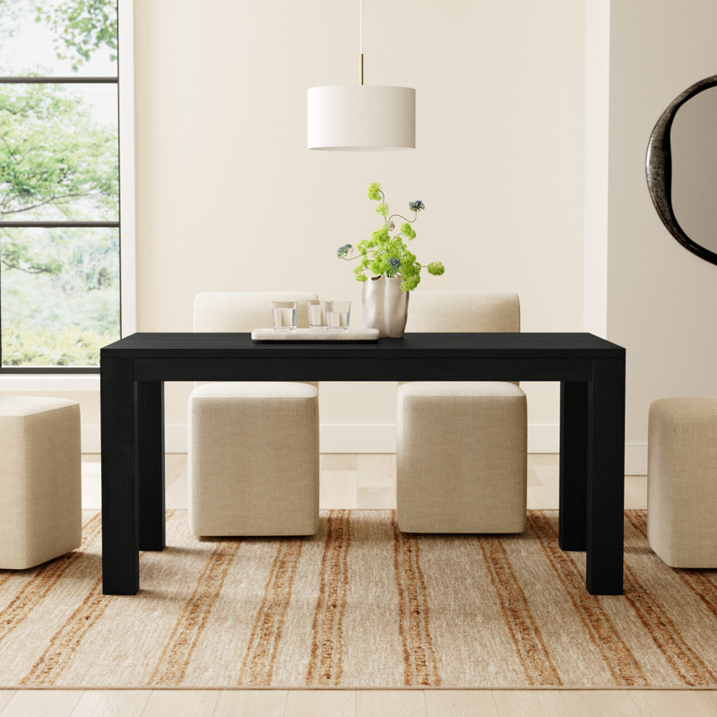 Bronner Solid Wood Dining Table, Black