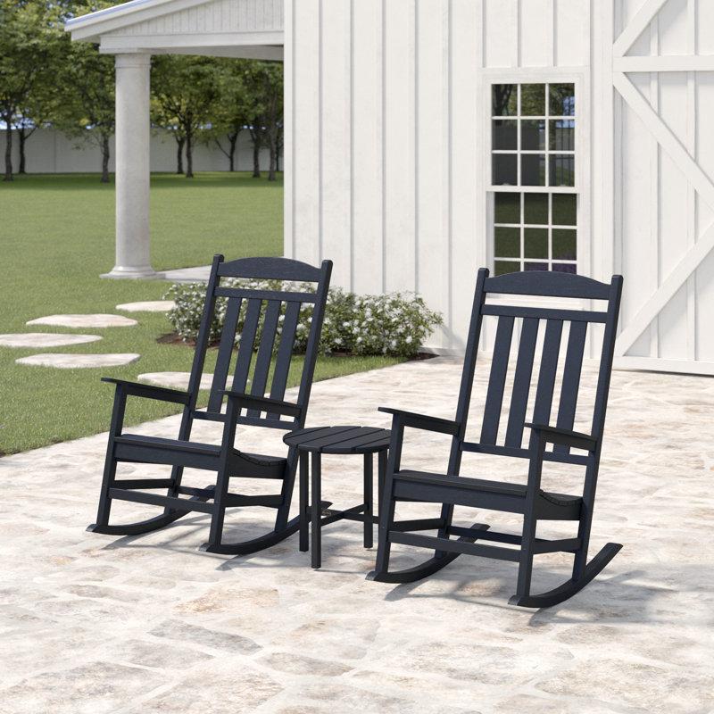 POLYWOOD Presidential 3-Piece Rocker Set, Black