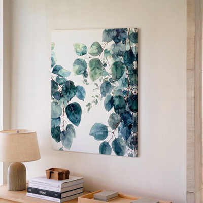 This Horizontal Illustration Features A Canvas Continuous Eucalyptus Garland Painted In Soft Wall Art Premium Quality Ready To Hang