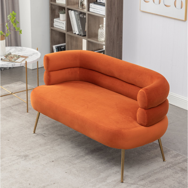 Ensemble de conversation 3 pièces Demetrius, Velours orange