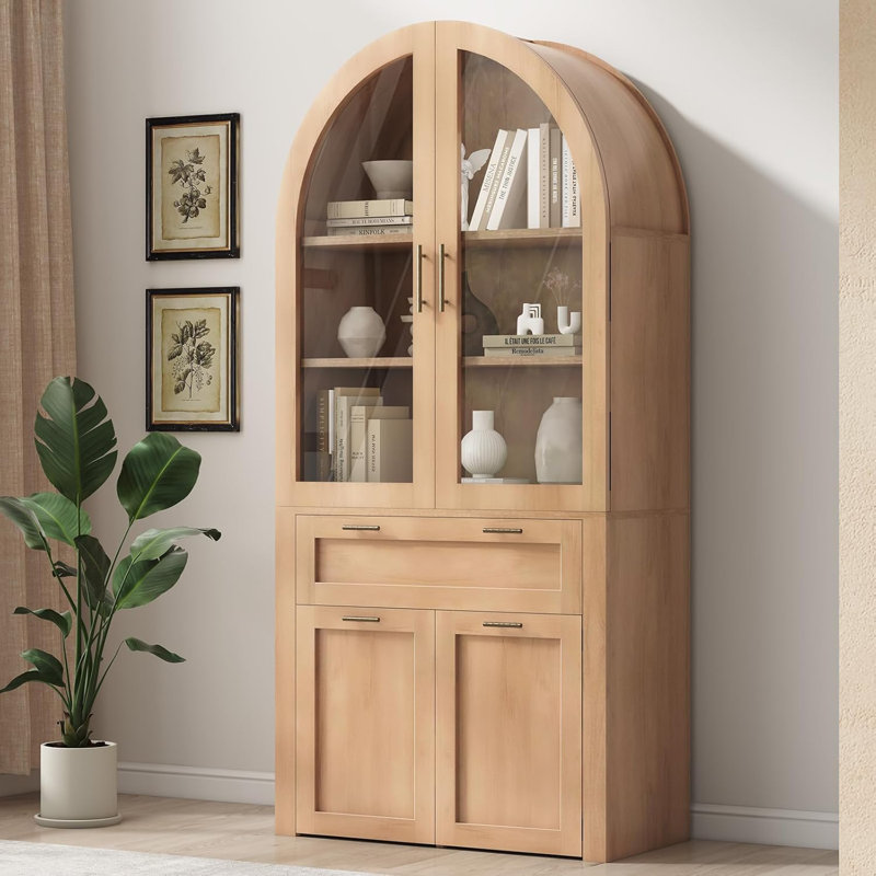  Armoire de cuisine 71 po, armoire arquée avec tiroir 71 po, Naturel
