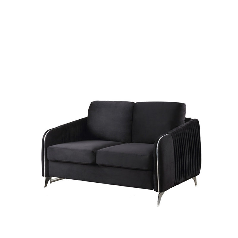 Causeuse moderne chic 54 "en velours noir Hathaway