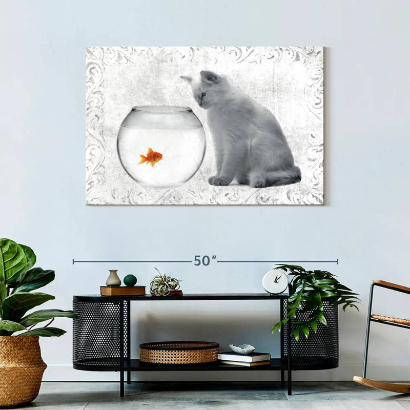 Goldfish And Cat, 30" H x 45" W