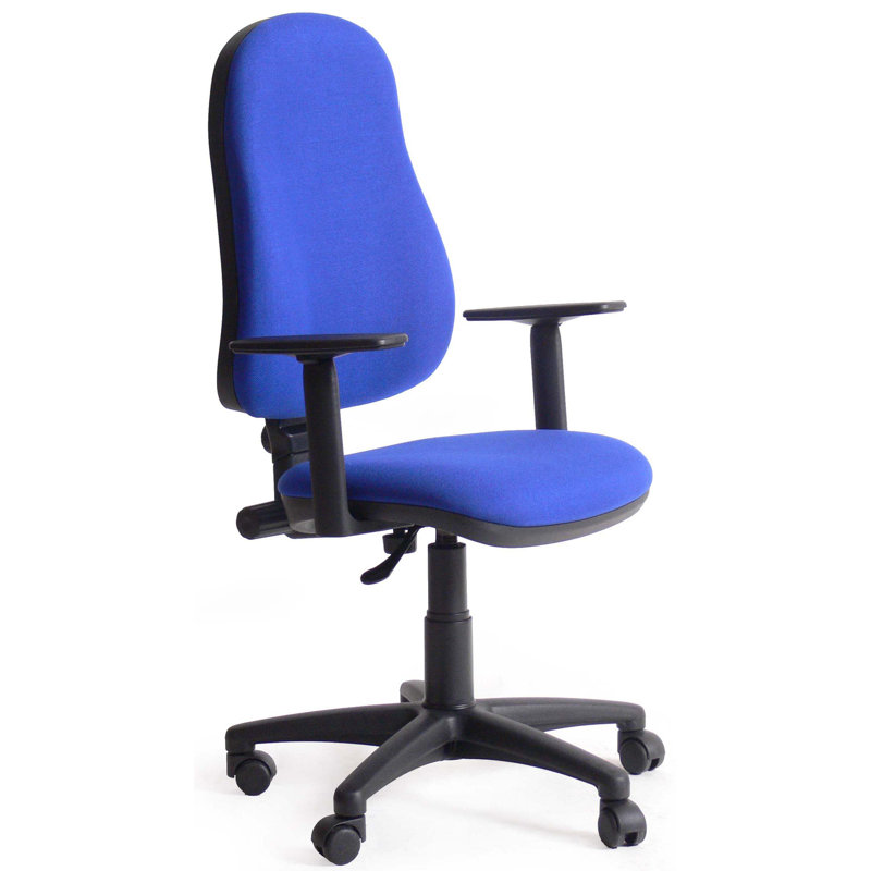 Polyester Blend Office Chair, Blue, Adjustable Armrests