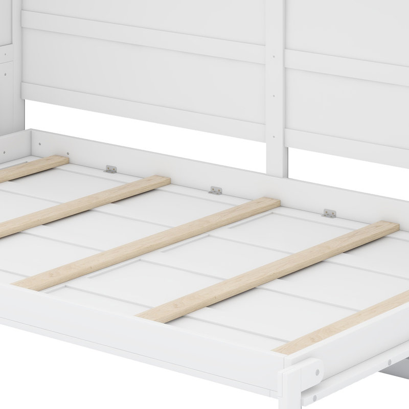Murphy Bed Wall Bed With Cabinets, White