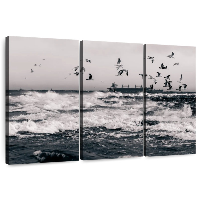 Seagulls In Stormy Weather, 32" H x 50" W