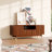 79.5''W Walnut Finish Entertainment Center with Bookshelves for 35/45/55 Inch TV, Mid Century Modern Wood Media Console Include TV Stand with Storage and 4-Tier Display Case with Glass Doors for Living Room, Brown-871410304