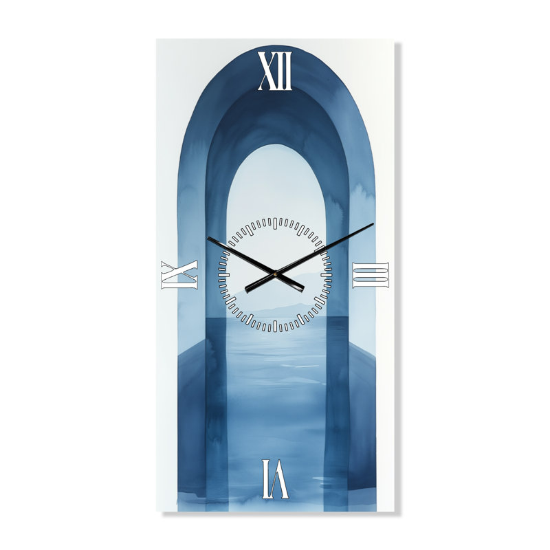 Horloge murale Arch Ocean Horizon - Style bohème, grande taille, en métal, 40" H x 20" W - Rectangle