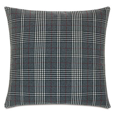 Set of 4 Square Textured Tartan Plaid Velvet Christmas Throw Pillows 15.5