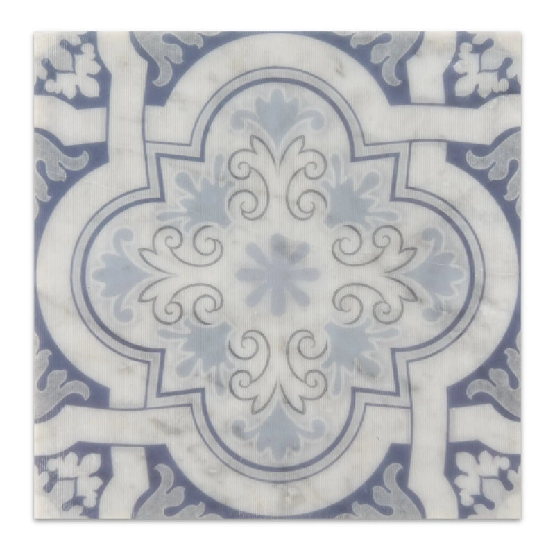 Carreau gravé au laser marbre bleu de Carrare Serene Crest 6 po x 6 po