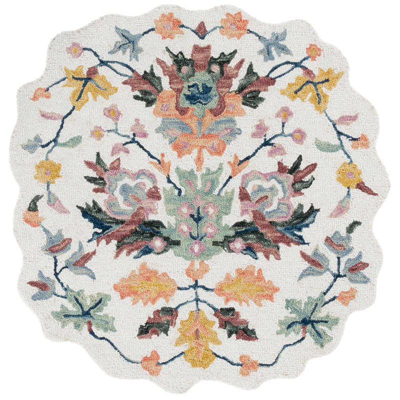 Jardin Hand Tufted Wool; Cotton Floral Indoor Rug, Square 6'