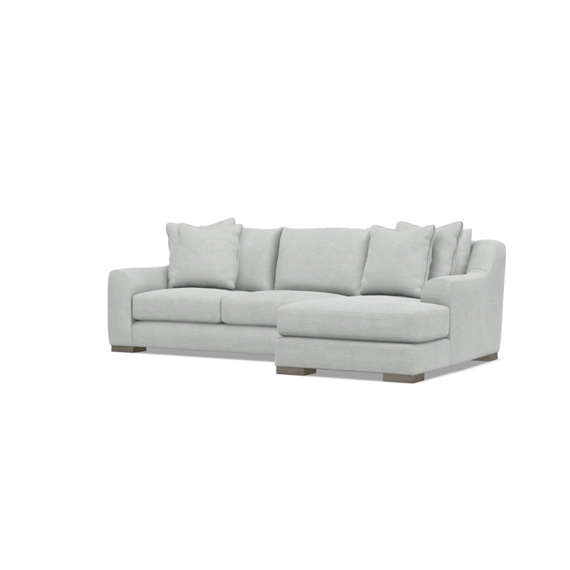Gabi 3-Piece Fabric Sectional, Light Gray Polyester Blend, 35" H x  105" W x 63.5" D, Right Hand Facing