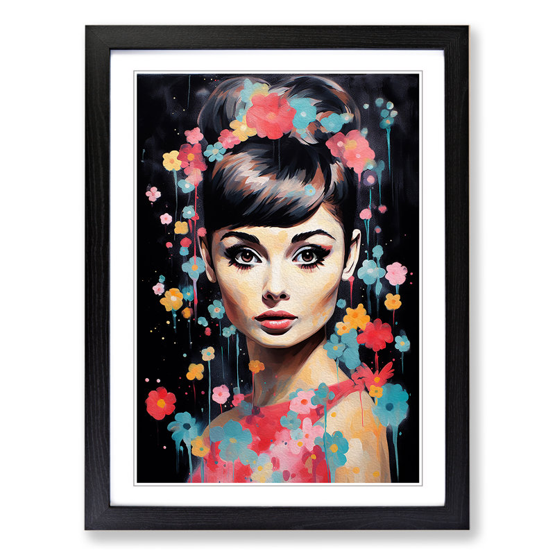 Audrey Hepburn Modern - Framed Print, Black Framed, 34cm H x 25cm W x 2cm D