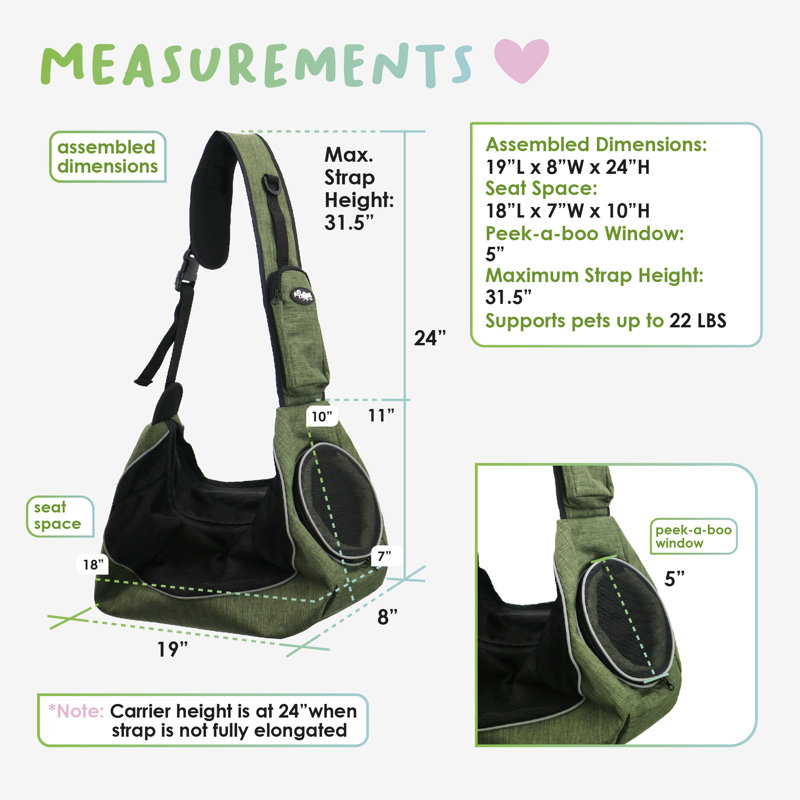 Petique's Sling Pet Carrier - Green
