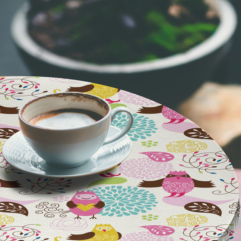 East Urban Home Cartoon Fitted Round Tablecloth Multicolor, 47.24" Round