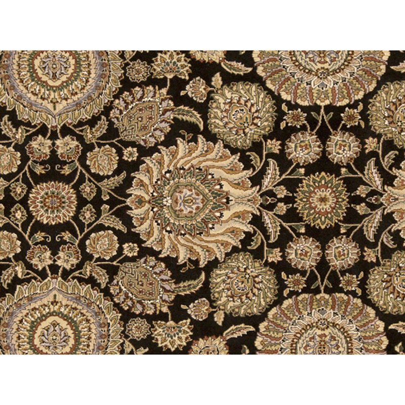 Tapis noir noué à la main de haute qualité