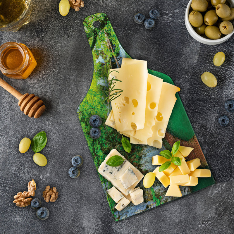 Green and Grey Rectangular Tempered Glass Cutting Board