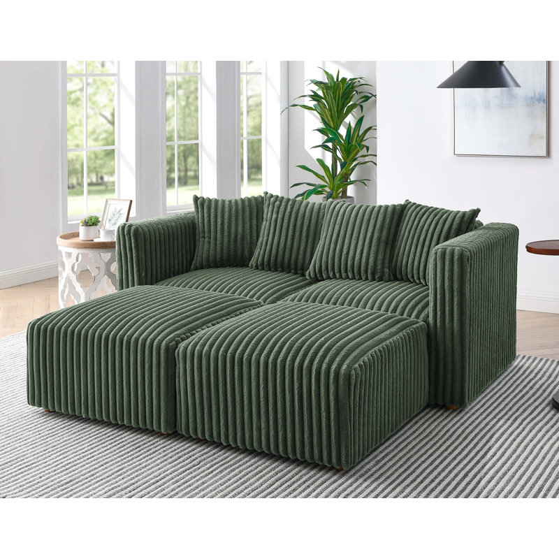 Canapé modulaire Damerel, Fausse fourrure vert foncé