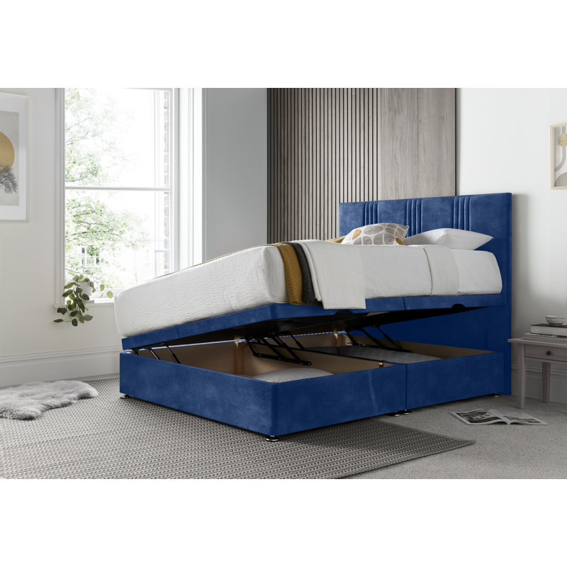 New Empire Conistan Ottoman Storage Bed with Floor Standing Headboard, Blue, Kingsize (5')