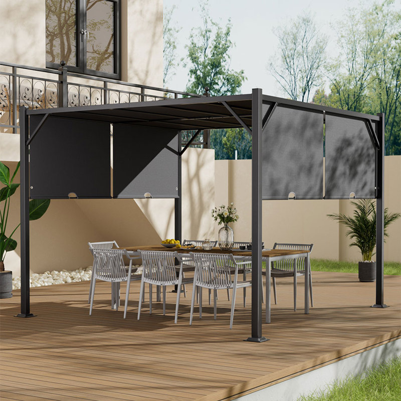 Dakota Fields 295cm W x 295cm D Polyester Cover Retractable Freestanding Awning