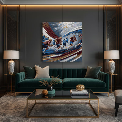Sports Lacrosse Gray Canvas Wall Art