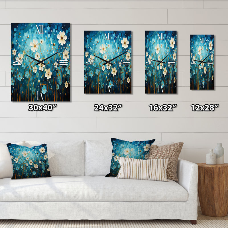 Turquoise Tranquility VIII - Abstract Landscape Wall Clock, Medium