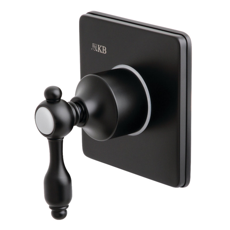 Kingston Brass Tudor Single-Handle Wall Mount Three-Way Diverter Valve with Trim Kit, Matte Black